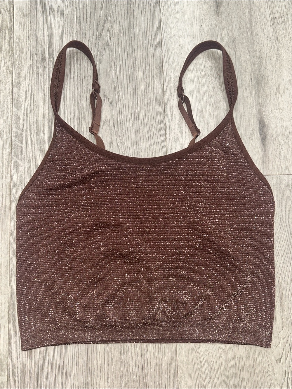 Aerie Real Good Nwot Brown Sparkling Workout Crop Top XL